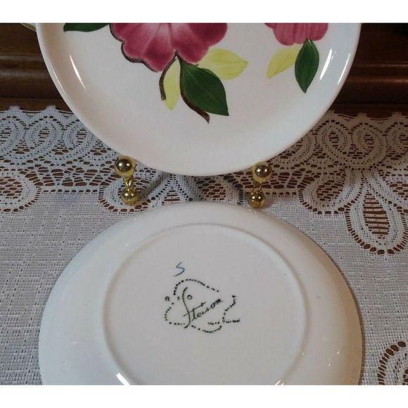 SALE! 2 Vintage Stetson B&B Plates STT34 Coupe Shape Pink Flowers - Picture 4 of 12